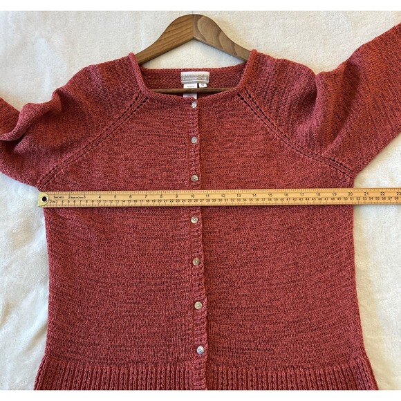 Coldwater Creek Cardigan Medium Button Textured Open Knit Autumn Fall Rust - Picture 6 of 11